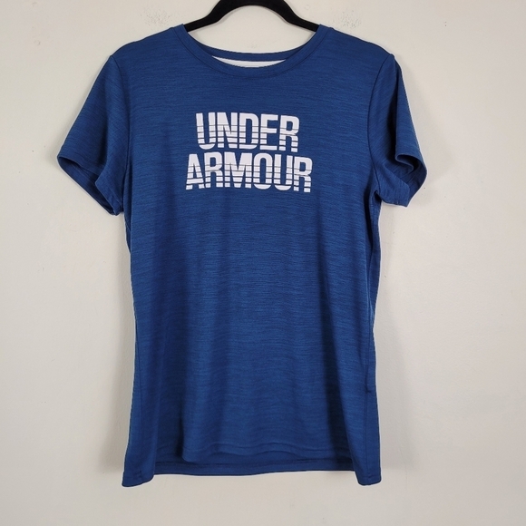 Under‎ Armour Royal Blue Graphic Print Logo T Shirt - Picture 1 of 5